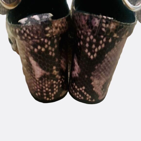 TopShop Brown Embellished Snakeskin Print Block Heel Sandals Size 38 - Picture 10 of 14